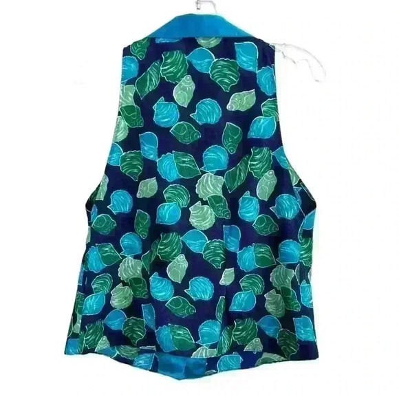 Victoria's Secret Vintage Sz S Shell Print Pajama Top Blouse Blue Gold Label Fun - Picture 2 of 13